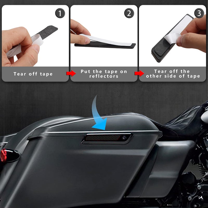 NTHREEAUTO Black Saddle Bag Reflector Inserts Latch Covers Compatible with 2014-2020 Harley Touring model,FLT, FLHT Road King,Road Glide,Street Glide - Image 4
